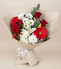 Букет цветов из:  Розы, Хризантемы, Герберы и Лилии #REPLACE_PRED# Знаменске
