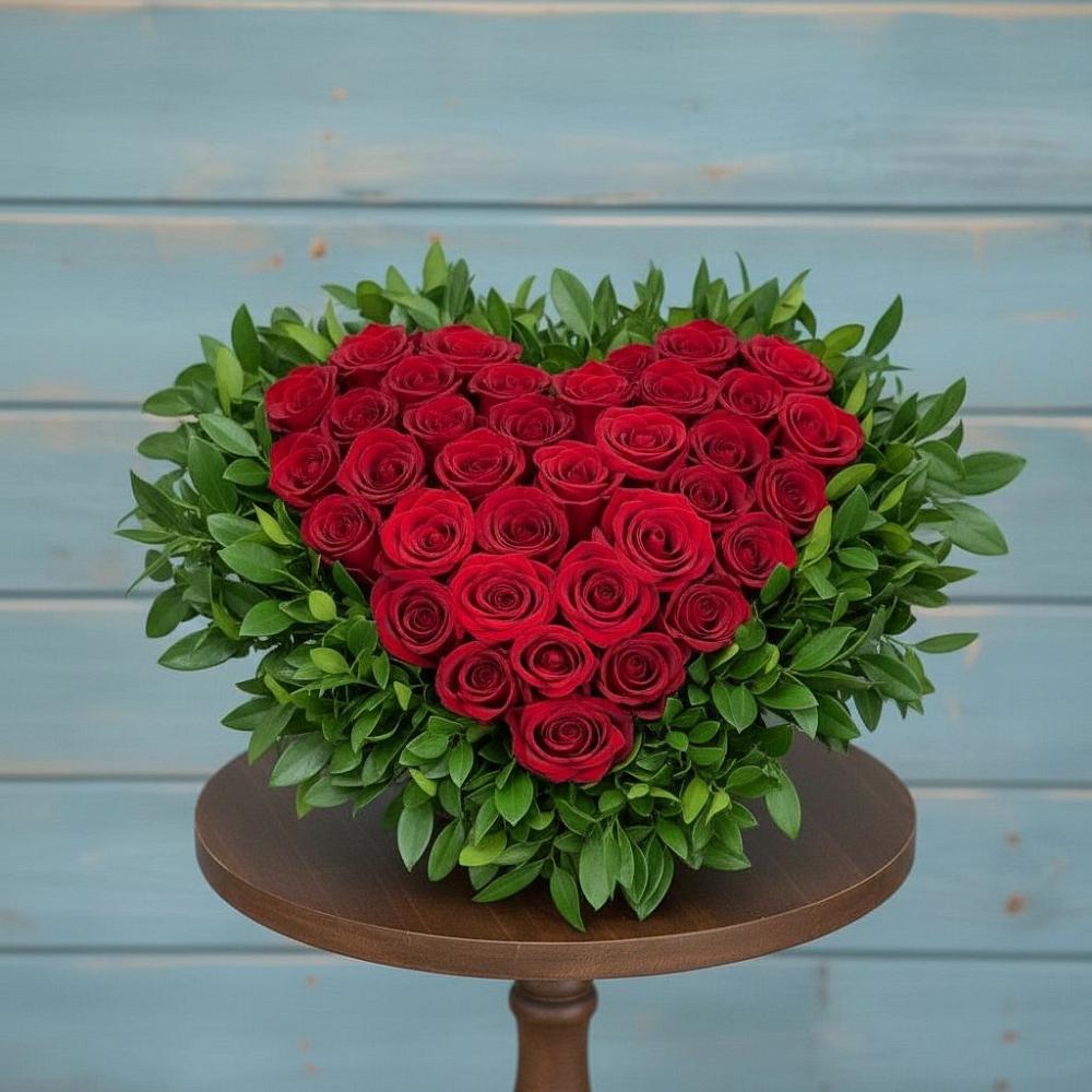 Цветочная композиция из Розы в виде сердца в Знаменске