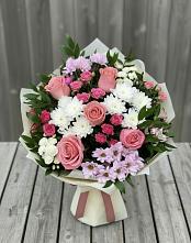 Букет цветов из:  Альстромерии, Гвоздики, Розы и Хризантемы #REPLACE_PRED# Знаменске