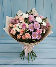Букет цветов из:  Хризантемы, Розы и Альстромерии в Знаменске