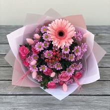Букет цветов из:  Розы, Герберы и Хризантемы #REPLACE_PRED# Знаменске