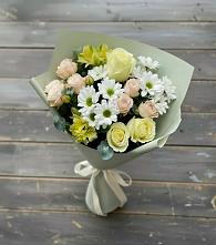 Букет цветов из:  Альстромерии, Розы и Хризантемы в Знаменске