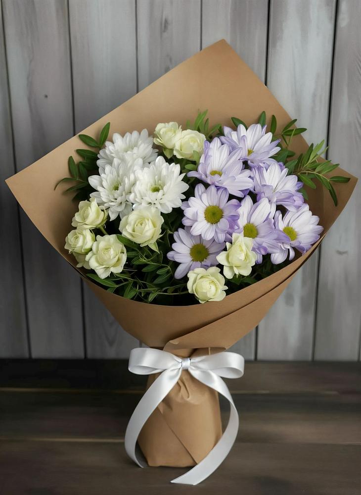Букет цветов из: Хризантемы и Розы в Знаменске